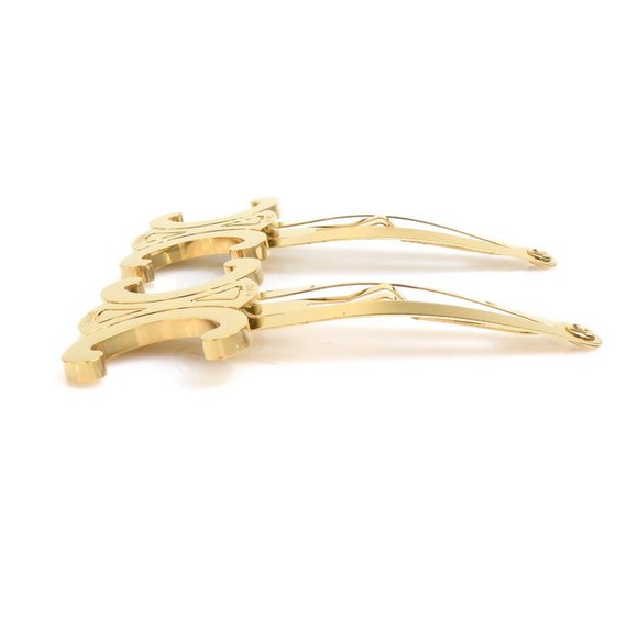 CELINE Hairpin Hair Clip Triomphe Metal Gold Women's H30496K - Picture 2 of 5